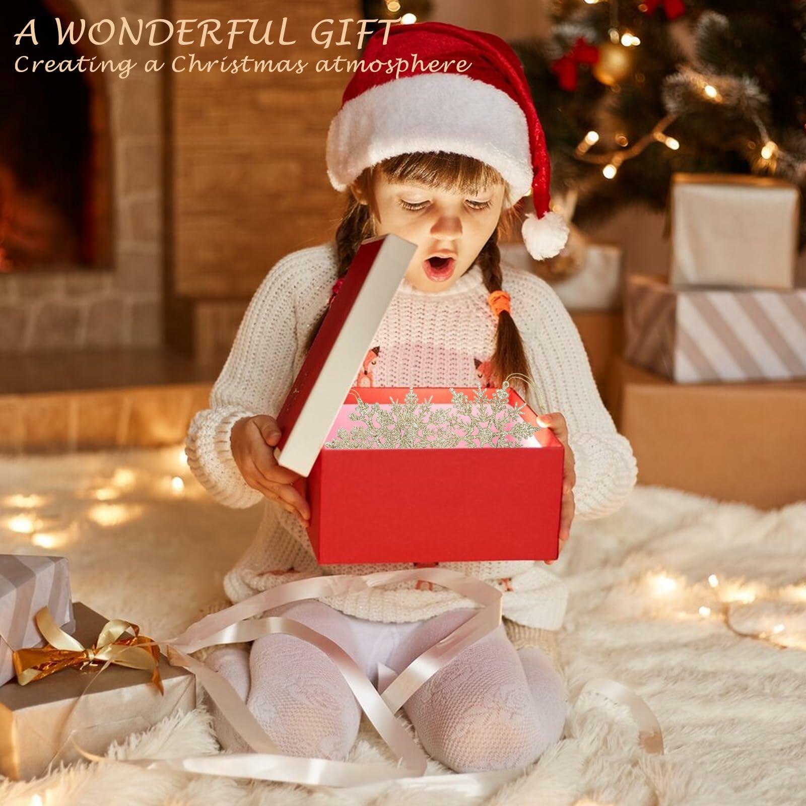 [Like New] Langley 36pcs Rose Gold Glitter Snowflake Ornaments for Christmas Tree