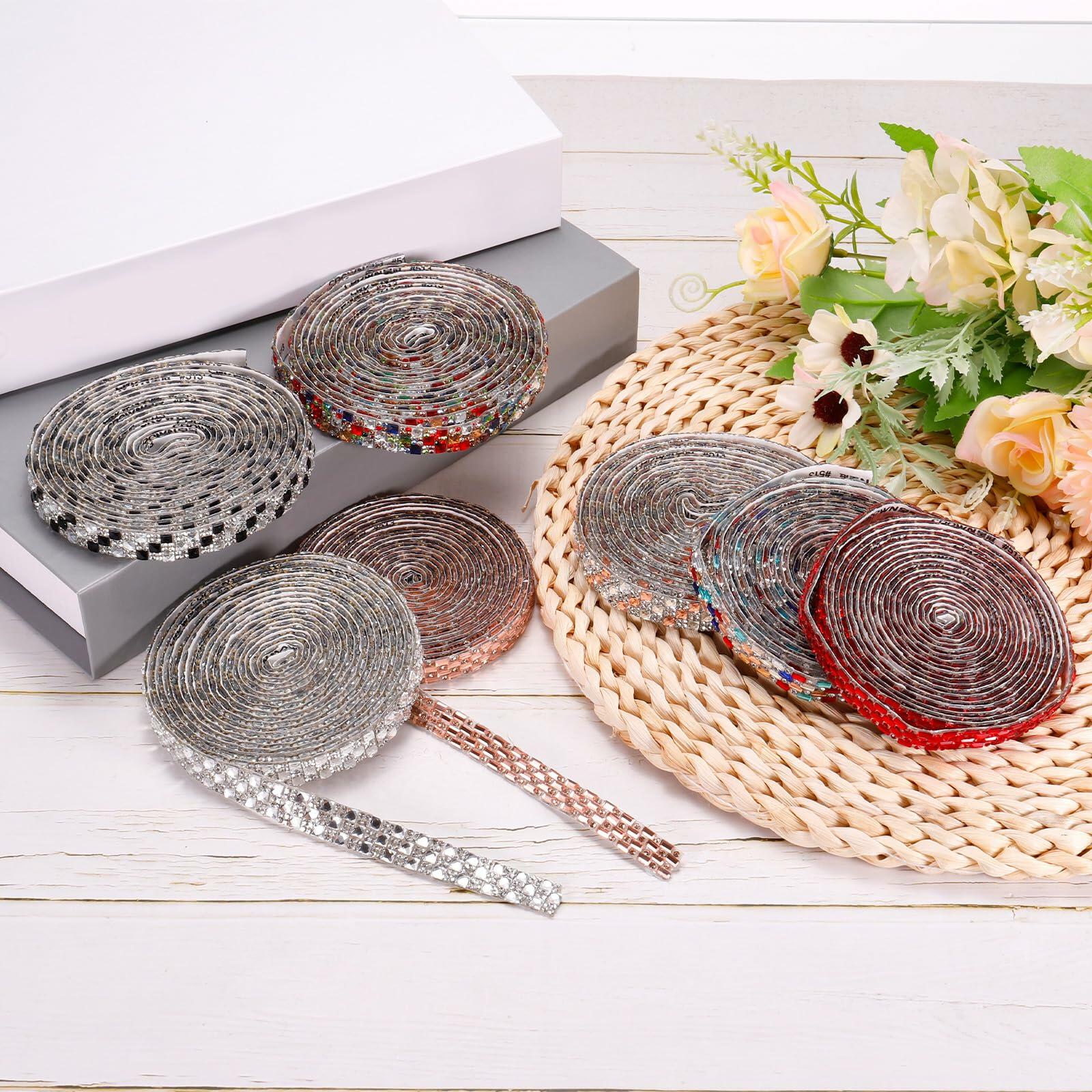 MECCANIXITY 10mm Self Adhesive Crystal Rhinestone Ribbon 5 Yards Black