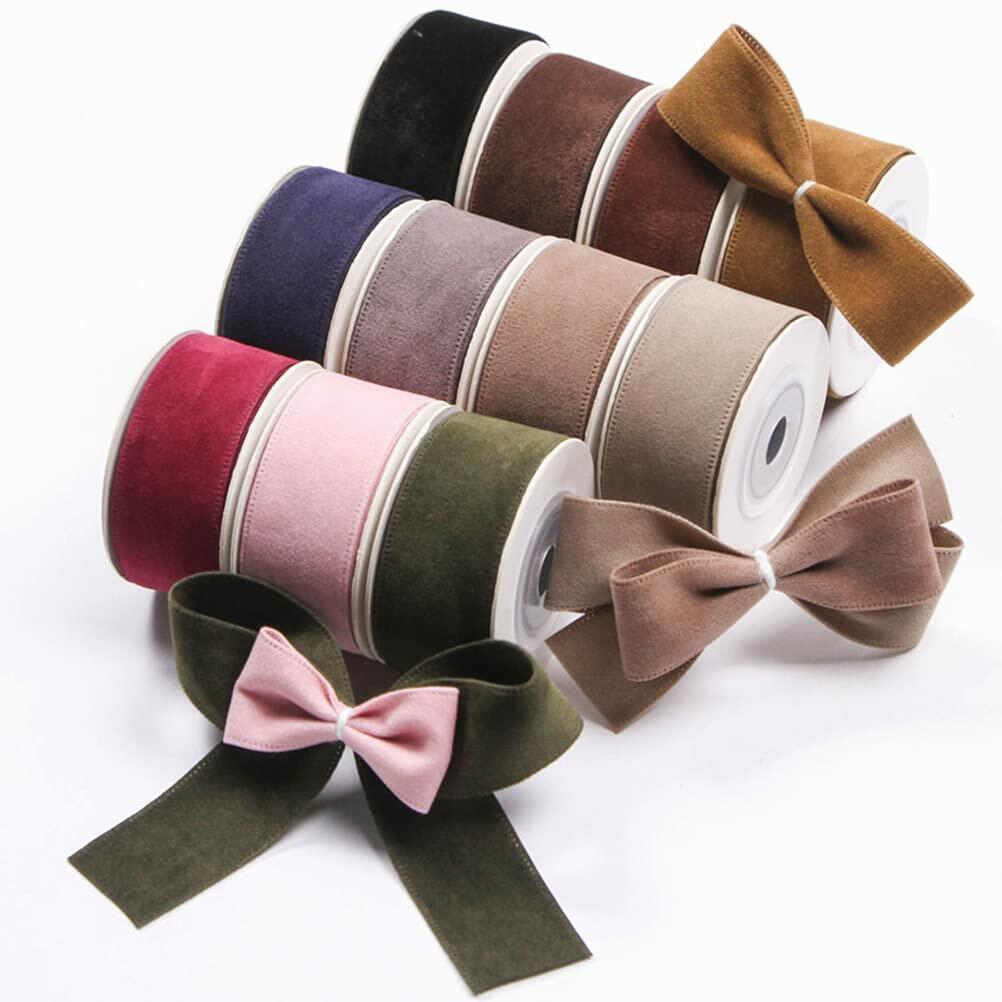 LATUROP 1in Rose Red Double Face Velvet Ribbon 10 Yards Roll for Crafts