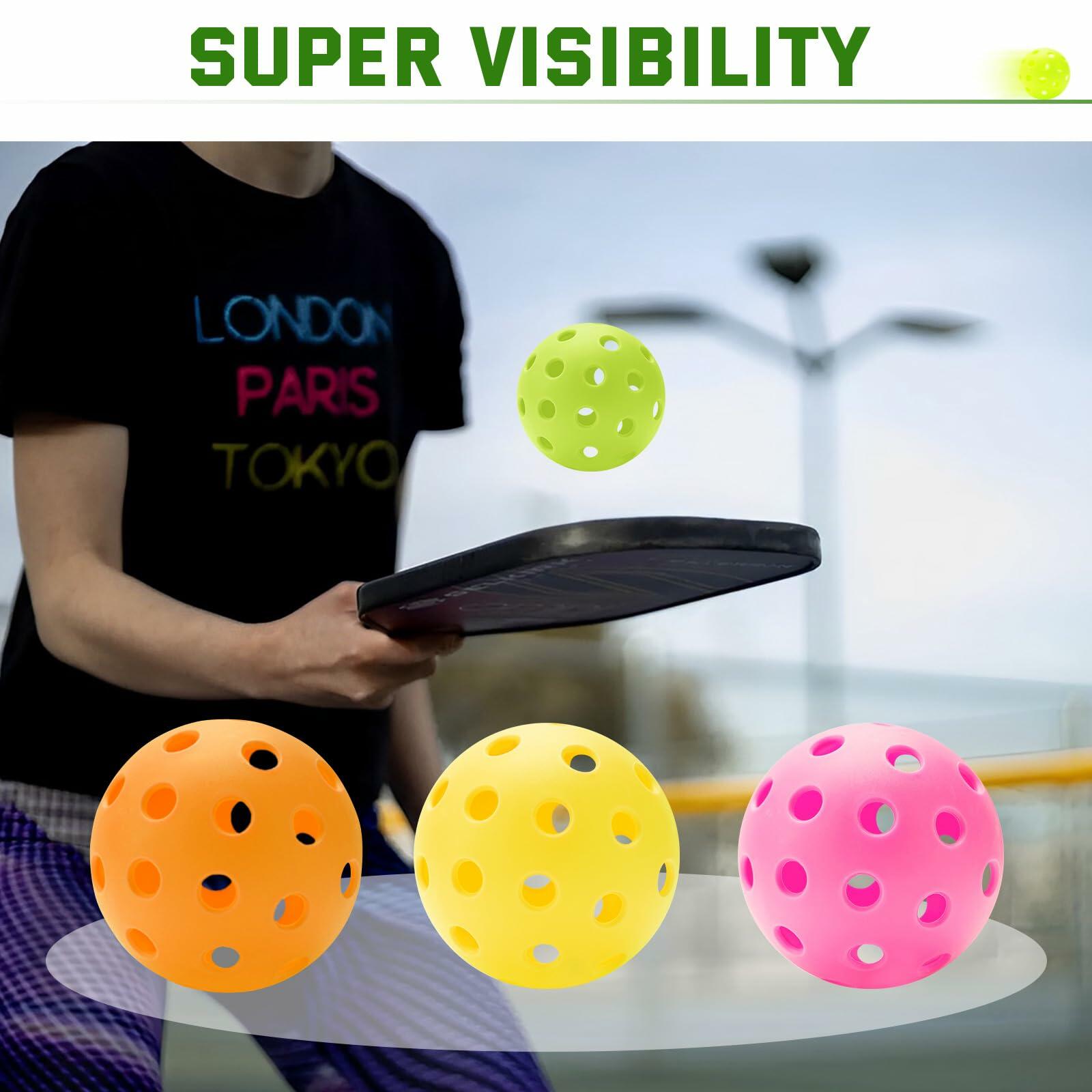 U-pick Pickleball Balls 40 Holes Outdoor Durable High Elasticity 4 Pack Multi