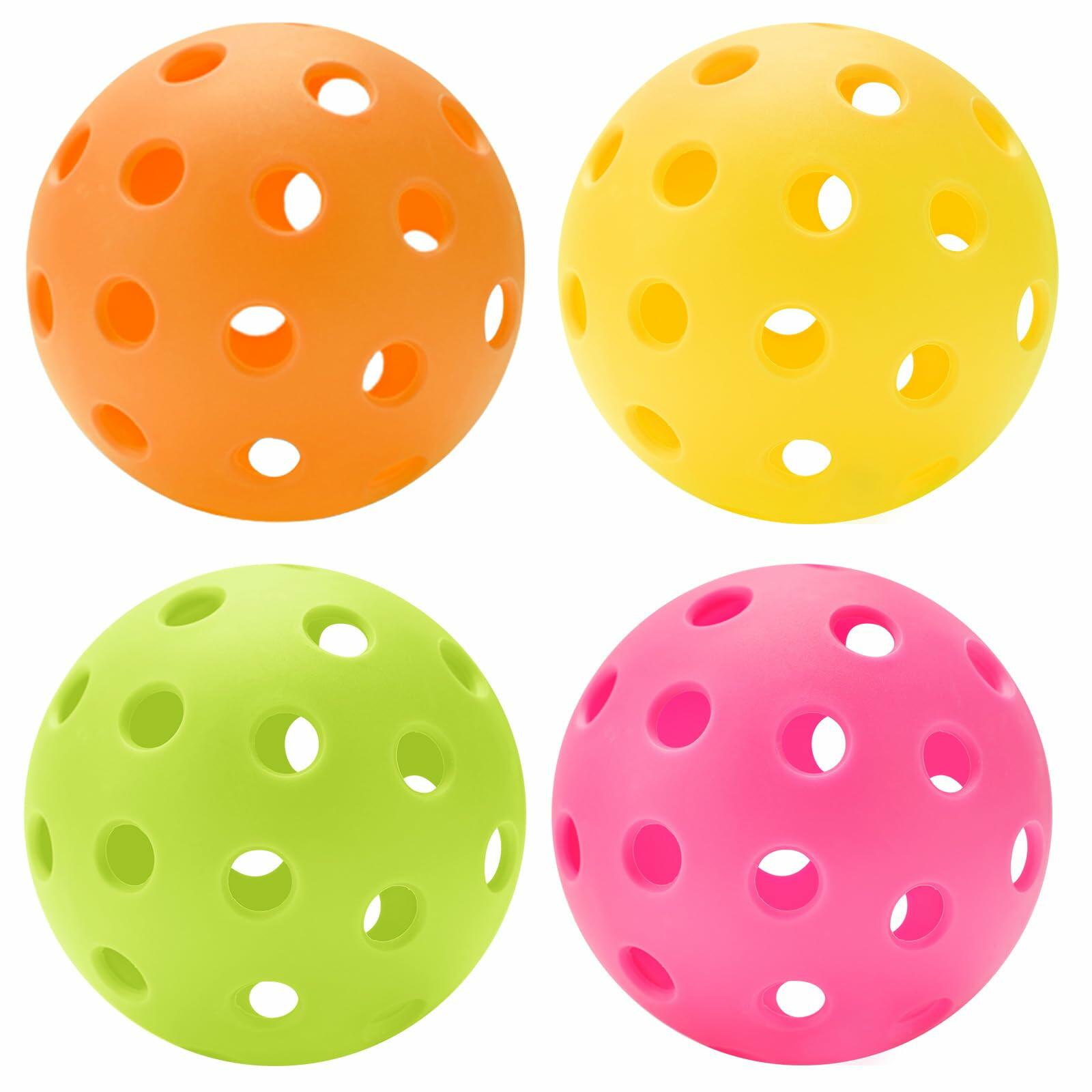 U-pick Pickleball Balls 40 Holes Outdoor Durable High Elasticity 4 Pack Multi