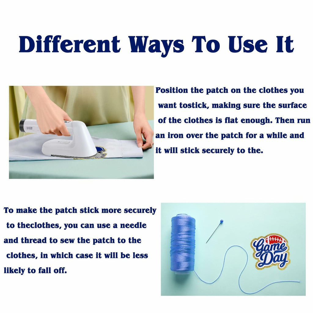 Tmtains Football Helmet Iron-On Patches Blue 6Pc Embroidered Game Day