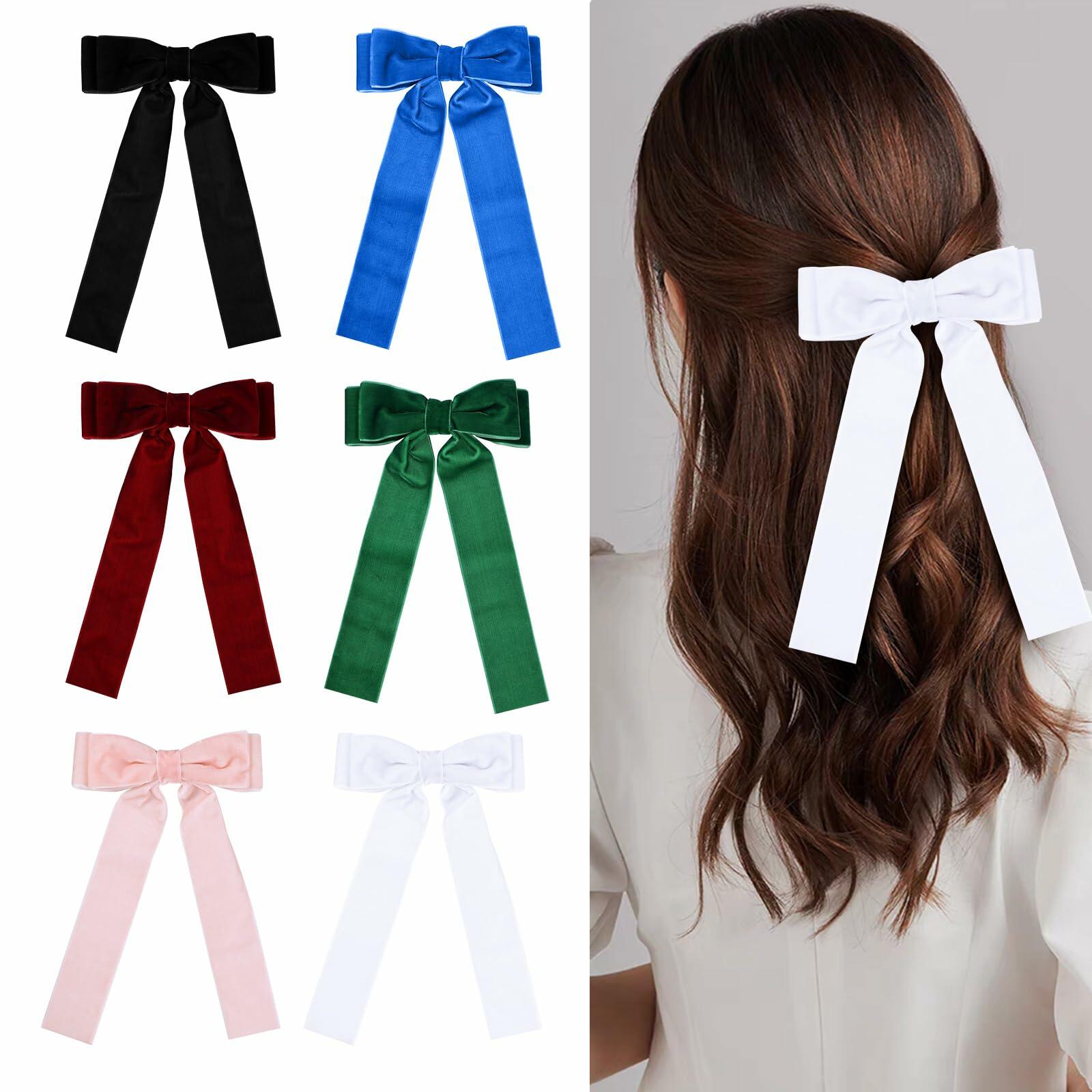6 Colors Velvet Bow Hair Ties Hair Styling Accessories for Women Girls