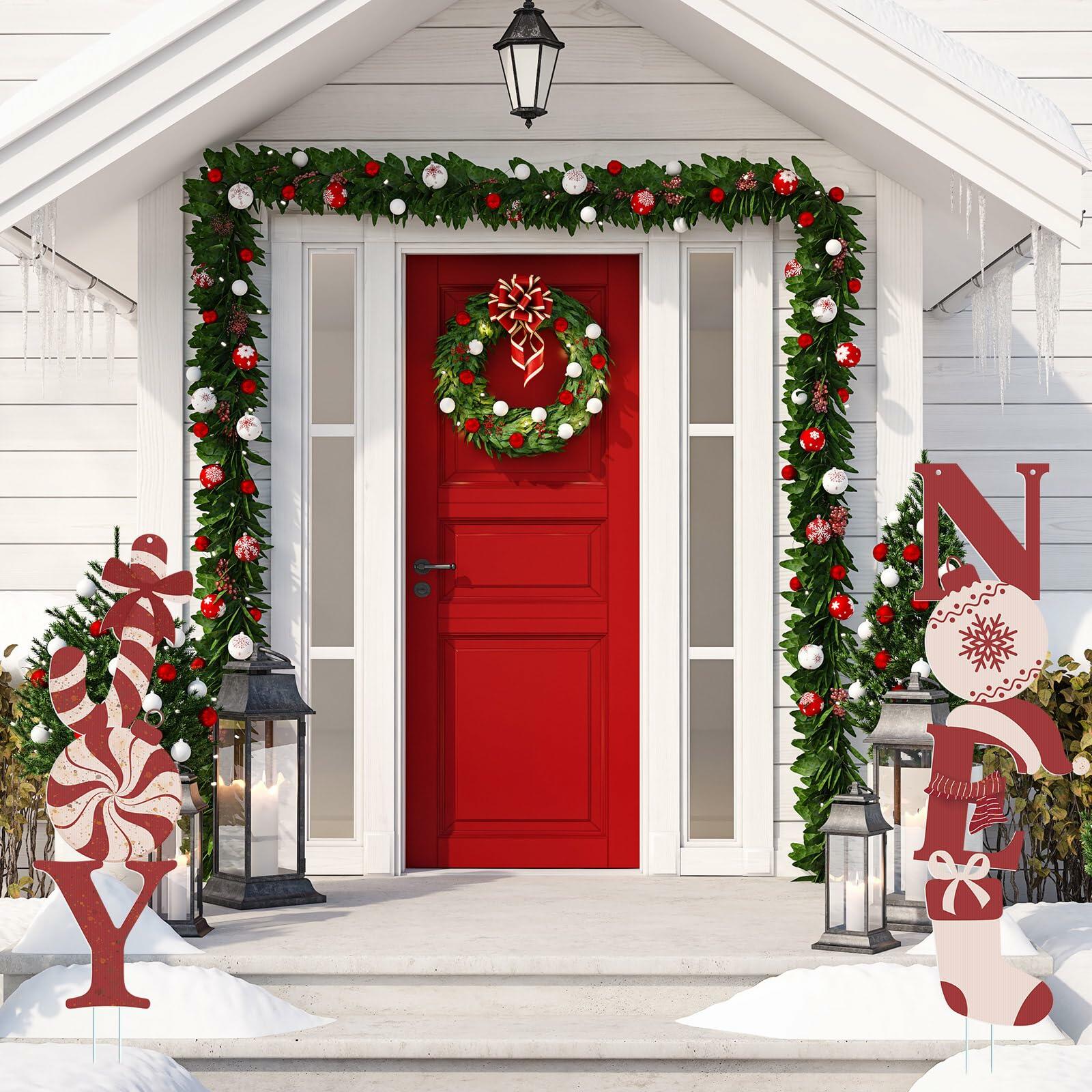 Memorywuu Christmas Noel & Joy Yard Signs 2 Pcs with Stakes Outdoor Decor