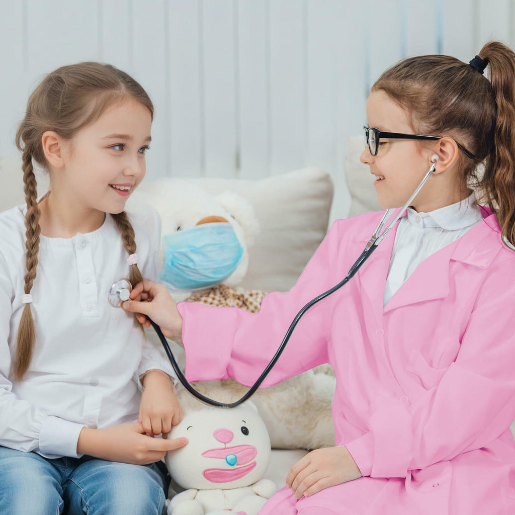COTATERO Kids Doctor Lab Coat Scientist Costume Pink Accessories Size L