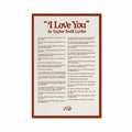 I LOVE YOU Taylor Swift Lyrics Poster Canvas Wall Art 12x18in 30x45cm