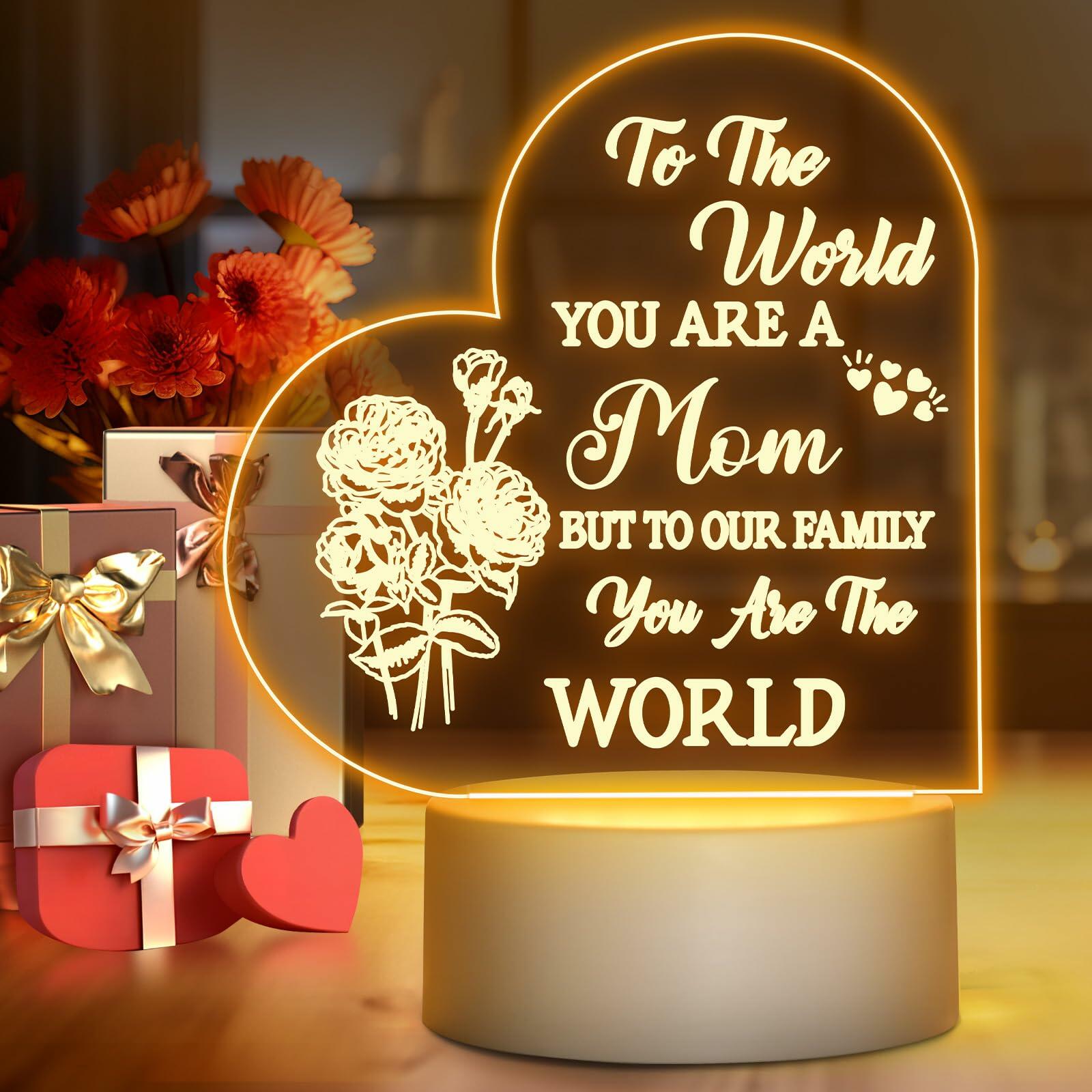 Winzwon Personalized Acrylic Night Light for Mom White Room Decor