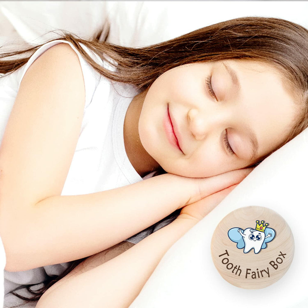 Azbuk Tooth Fairy Box Wooden Wings 3D Tooth Storage Kids Boys Girls Color 004
