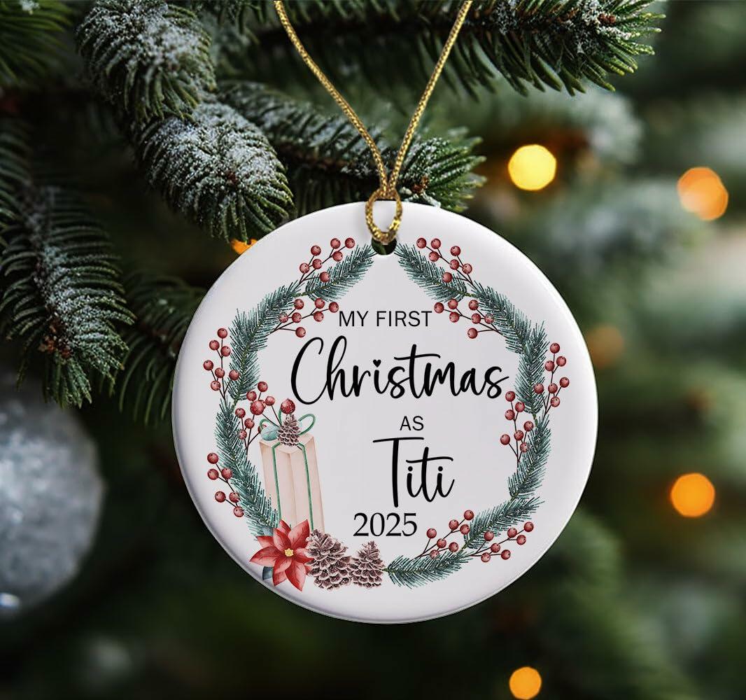 AnhTram97 My First Christmas As Titi 2025 Ornament Ceramic White Both Sides