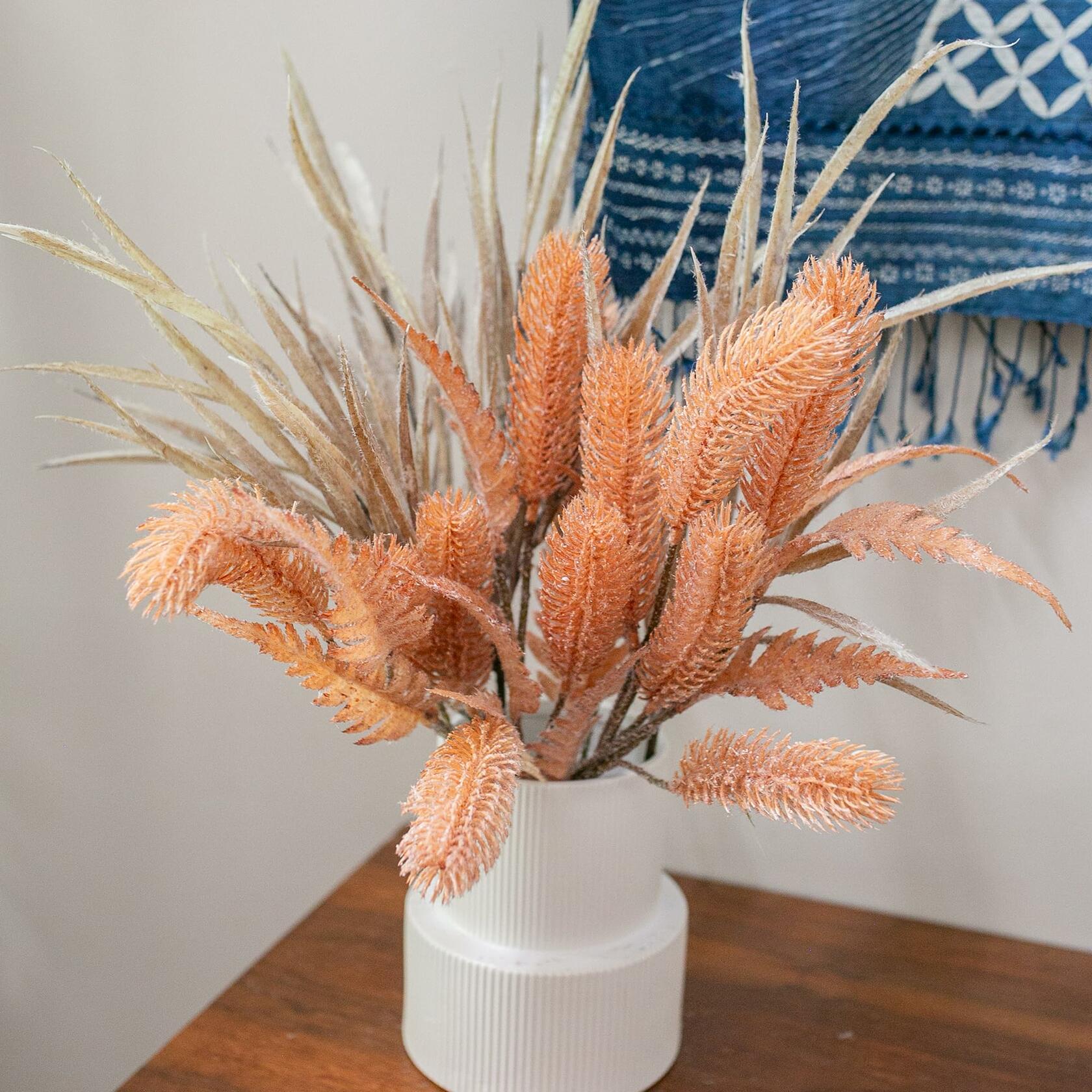 Ivydale 7 PCS Artificial Fall Stems 26in Orange Silk Leaves Flowers