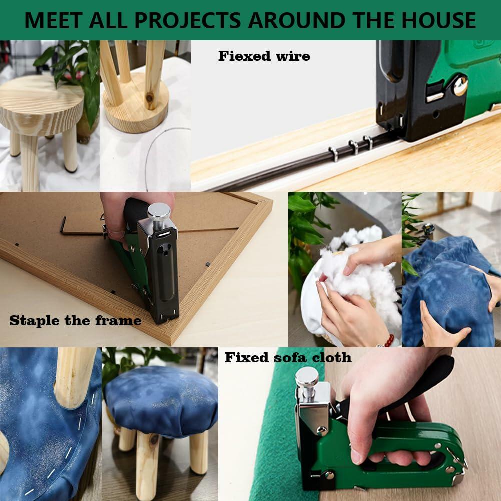 [Like New] QUQITONG Heavy Duty 3-in-1 Staple Gun Power Adjust No-Jam Green 2100 Staples