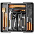 Pipishell Expandable Silverware Drawer Organizer BPA-Free Black 8 Compartments