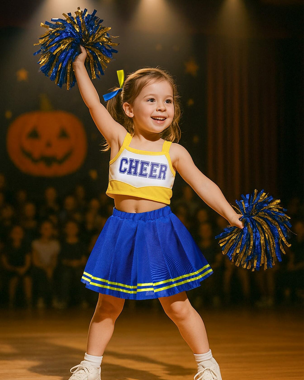 JenPen Girls Cheerleader Dress Crop Top Skirt Bow Hair Rope Ball Size L