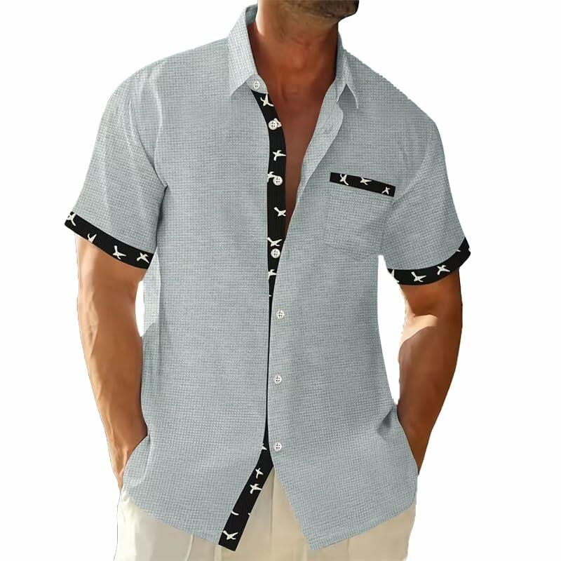 TRFIC Men's Casual Short Sleeve Button Down Shirt Grey Size 3X-Large