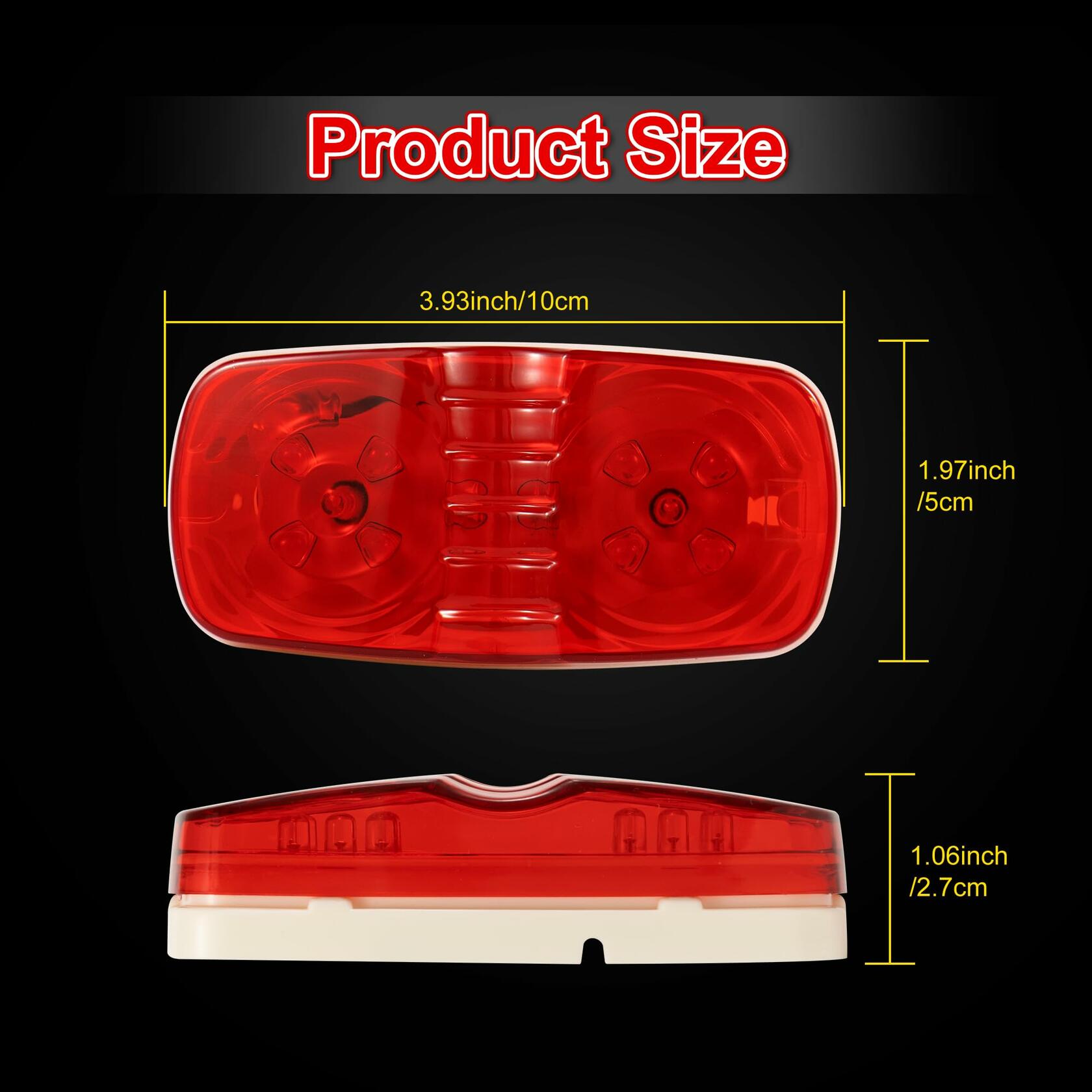 RUNHWEE 4" 2 Pcs Yellow LED Trailer Side Marker Lights Oval Waterproof