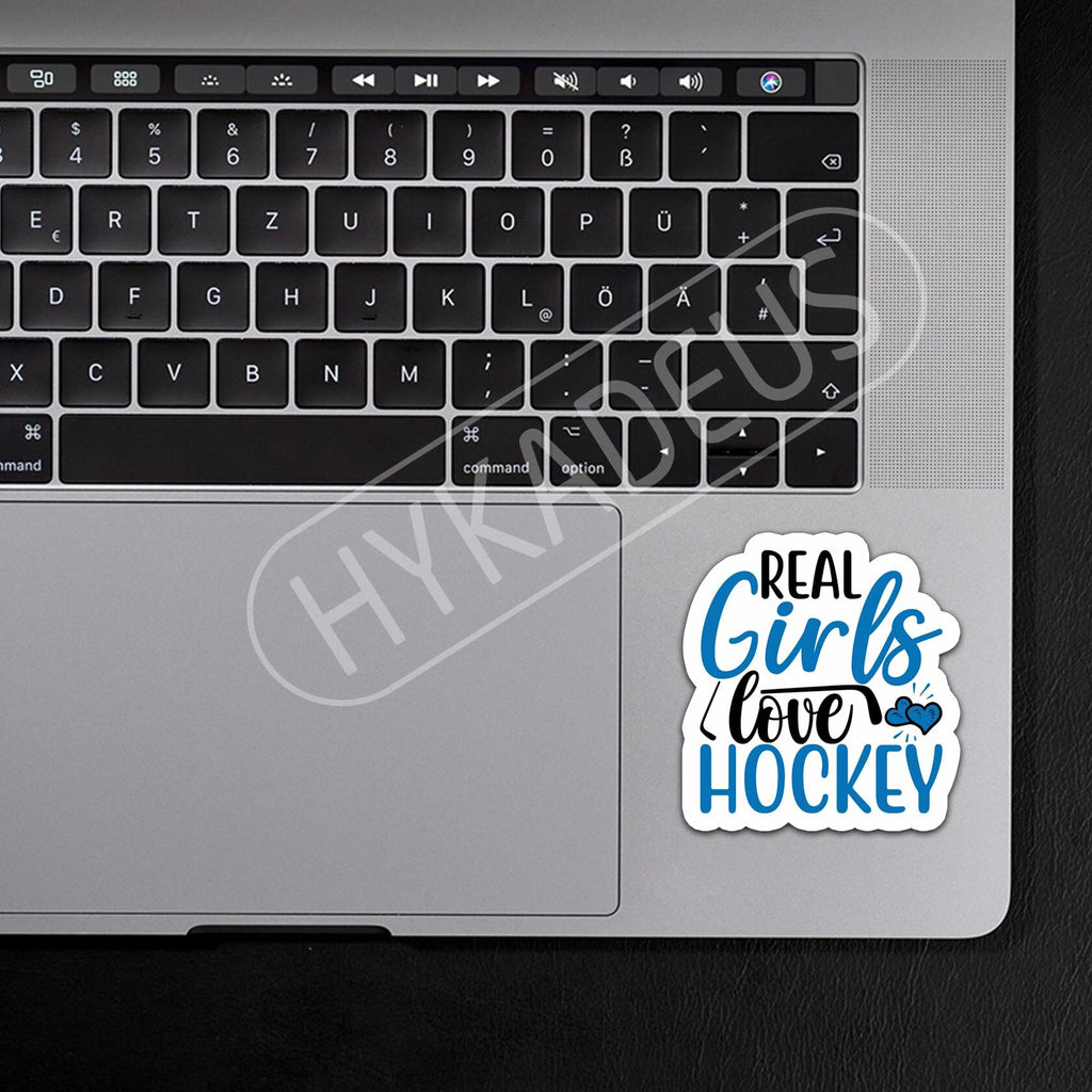 HYKADEUS Real Girls Love Hockey Sticker Decals Waterproof Vinyl 3x2.8 3Pcs