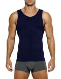 Casey Kevin Men's Sleeveless Compression Shirt Body Shaper XX-Large Navy