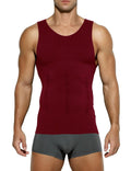 Casey Kevin Men’s Sleeveless Compression Shirt – Shapewear Vest Small, Wine Red