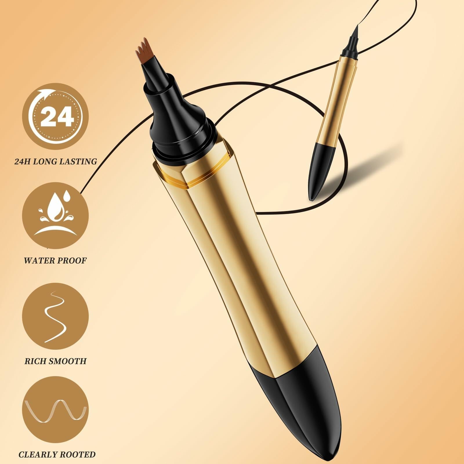 2-in-1 3D Microblading Eyebrow & Eyeliner Pencil Waterproof Grey