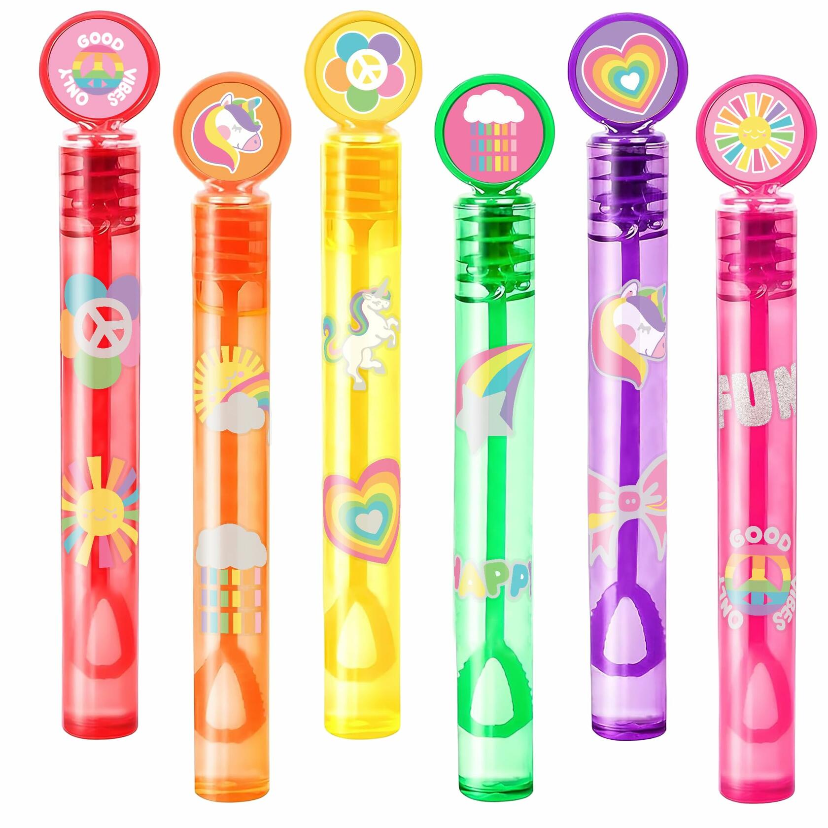 60PCS Cute Unicorn Party Favors 12 DIY Bubble Wands Birthday Goodie Bags