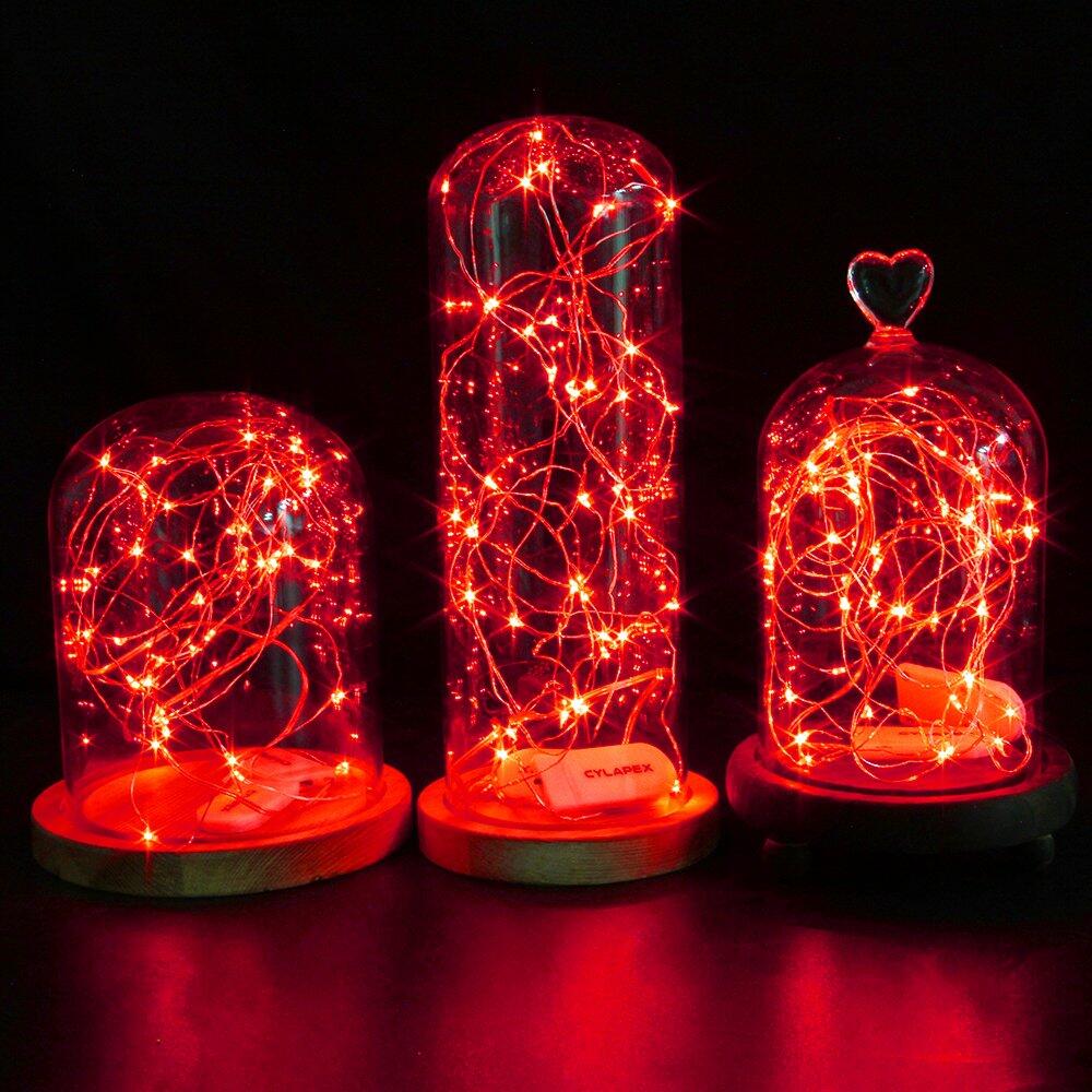 CYLAPEX 6 Pack Red Fairy String Lights Battery LED 3.3ft 20 LEDs