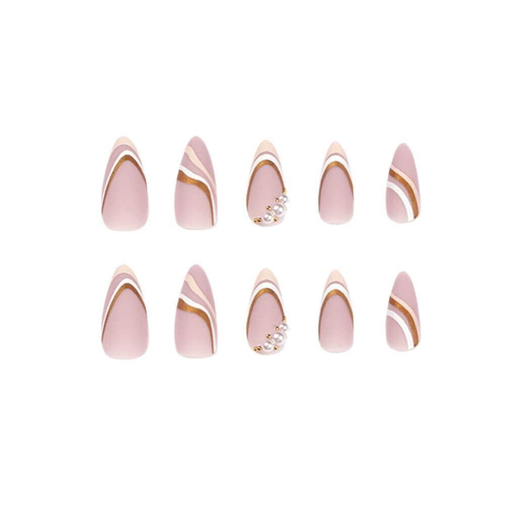 Enppode French Tip Almond Acrylic Press On Nails Medium White 24 Pcs