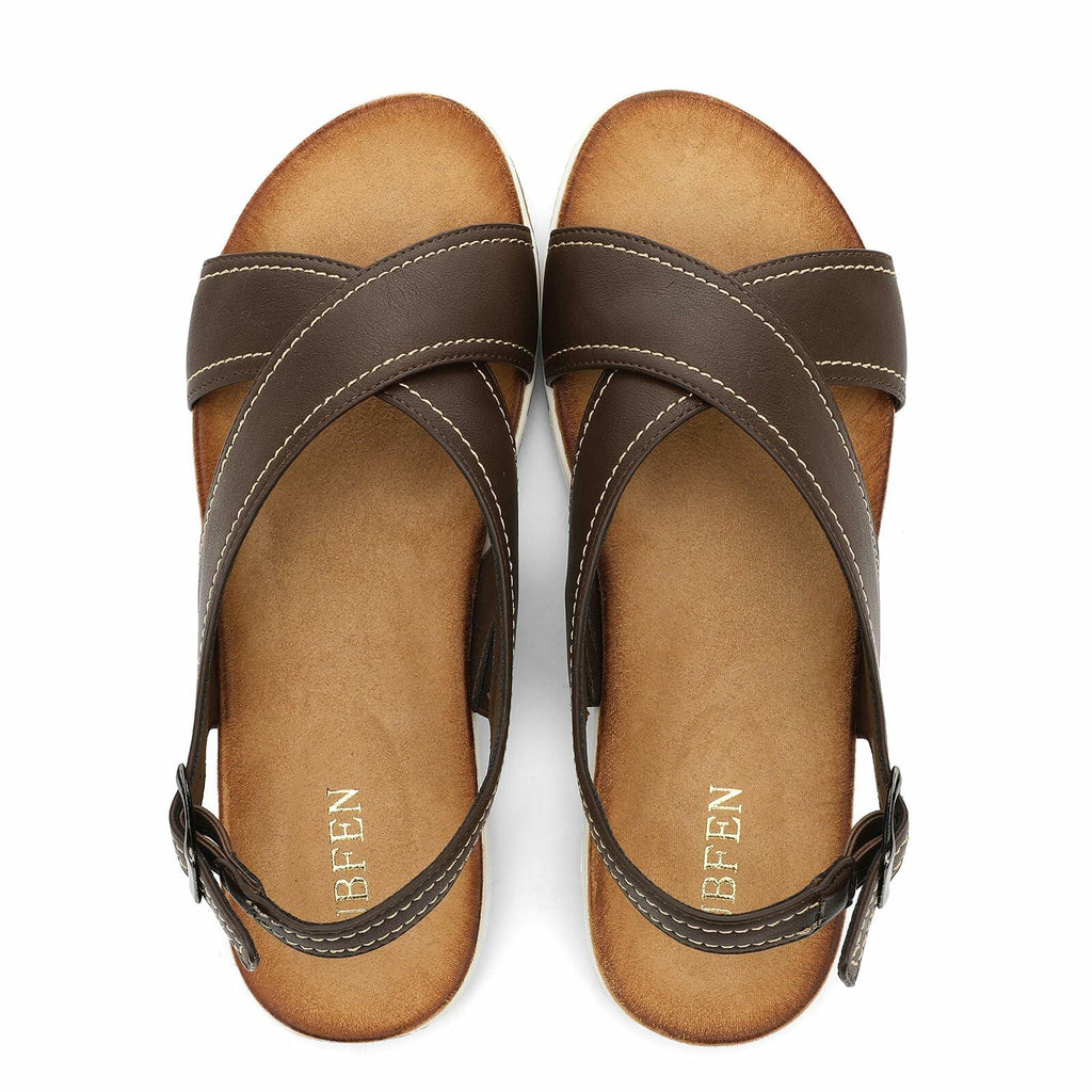 UBFEN Womens Flat Sandals Arch Support Open Toe Adjustable Slingback US 7