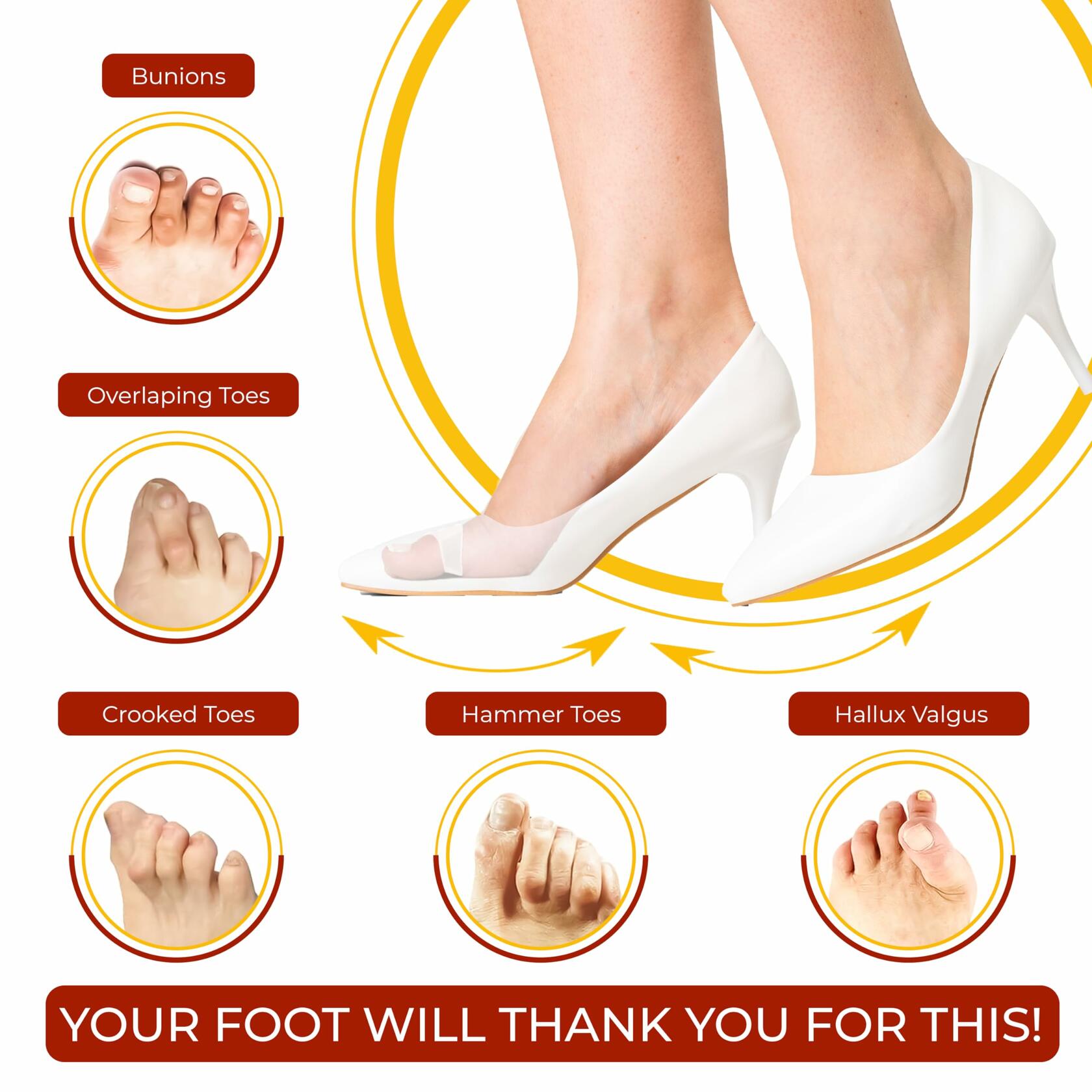 Kubbar Orthopedic Toe Spacers Bunion Corrector Hammer Toe Straightener 2 Pairs
