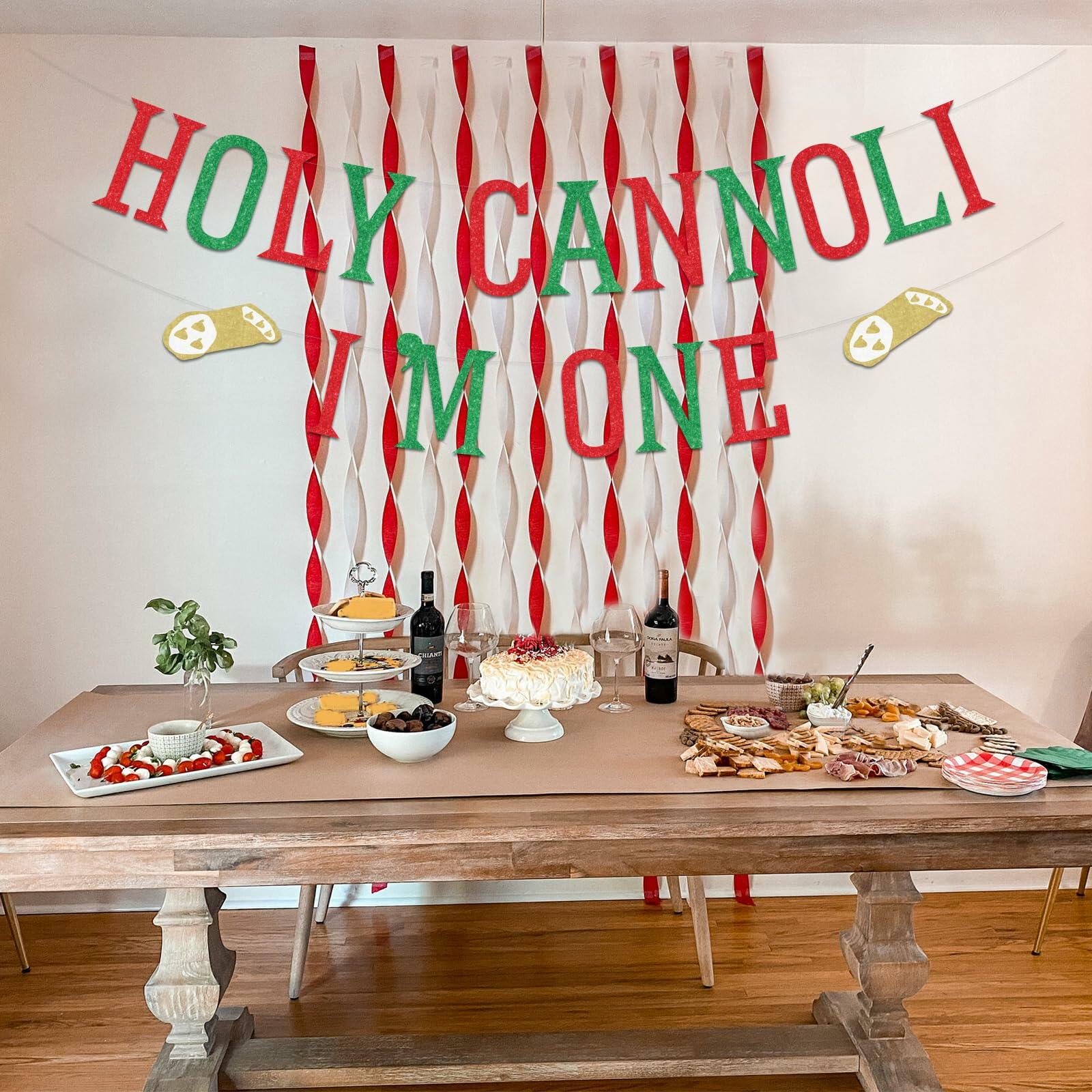 Sursurprise Holy Cannoli 1st Birthday Banner Italian Food Theme 1 Year Old