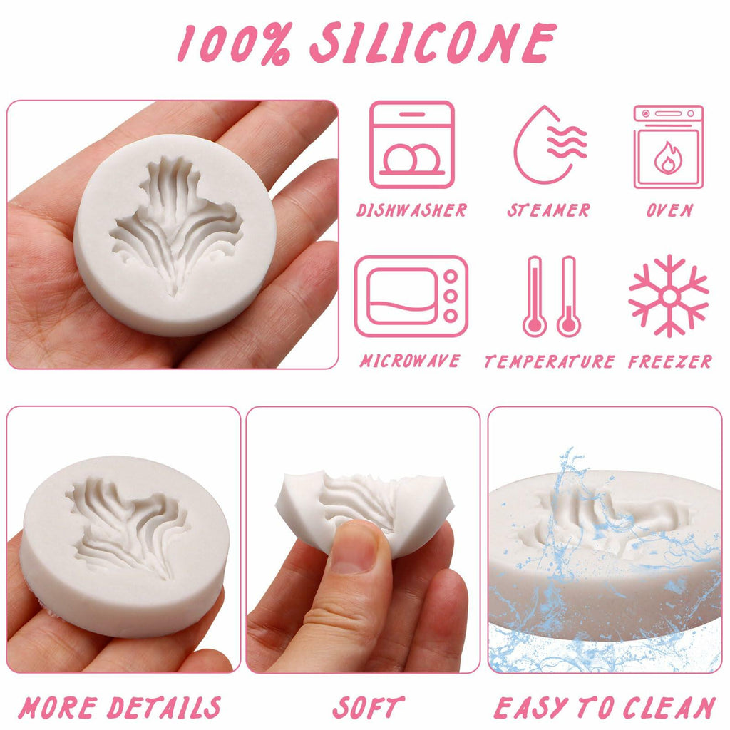 Heart Shaped Silicone Chocolate Mold Rose Flower Fondant Cake Decor 2pc