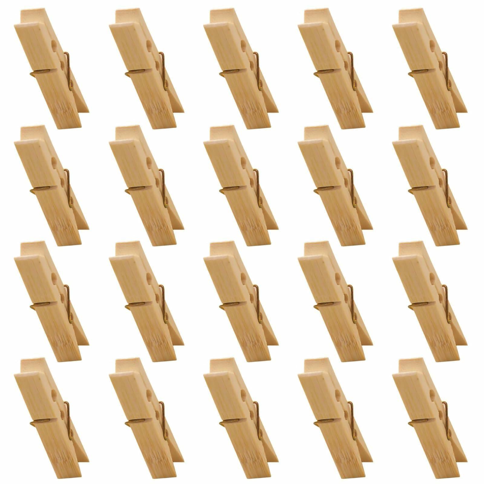 Mini Wooden Clothespins 20PCS Bamboo Clothes Pins Spring Clips Windproof