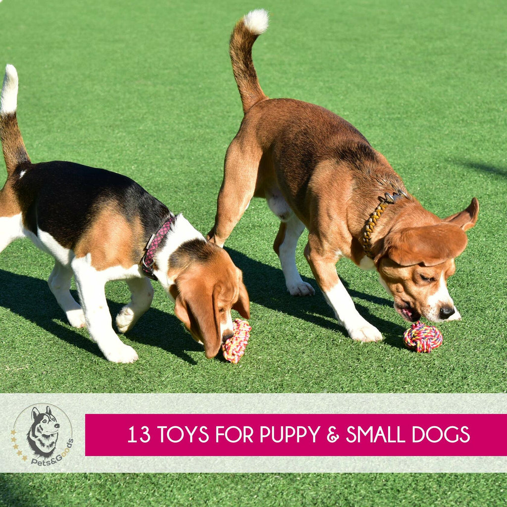 Pets&Goods Rope Dog Toys 13-Pack Durable Cotton Chew Tug Toys