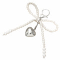 AYYSHULAN Bow Heart Keychain Pearl Bowknot Key Ring Bag & Car Accessory White