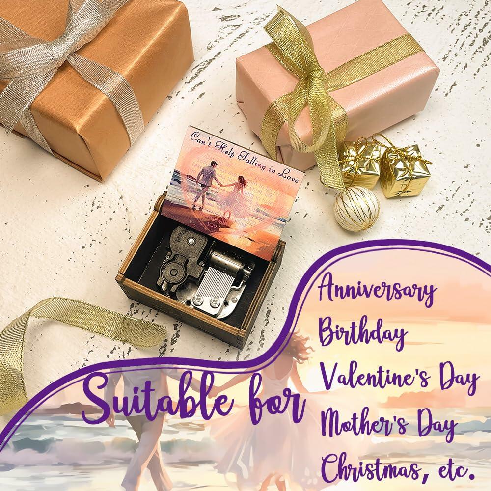 Sooharic "Can't Help Falling in Love" Wooden Music Box Gift for Her