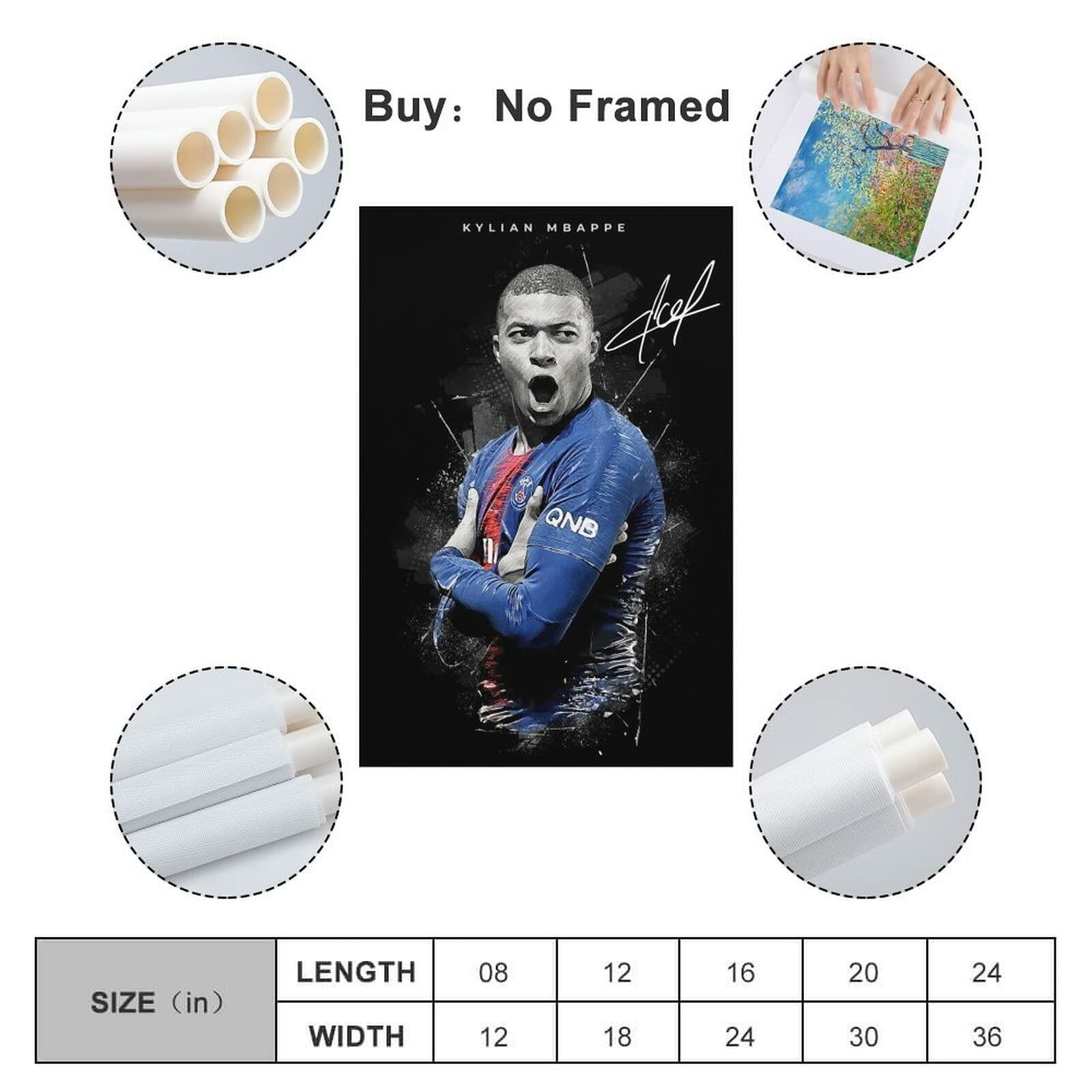 fhzang Kylian Mbappe Poster 1 Canvas Poster Unframed: 16x24 inches (40x60cm)