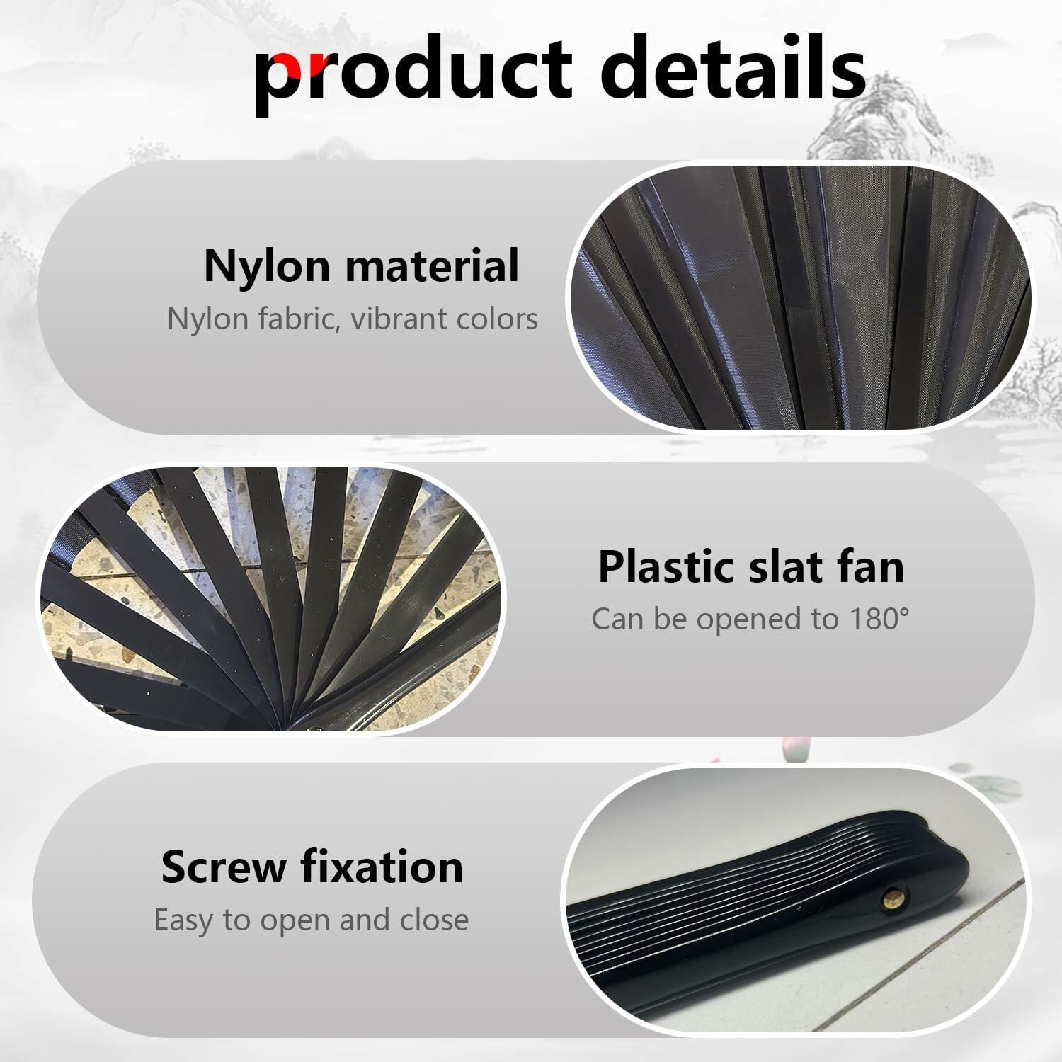 Clussbin Boots on The Ground Hand Fan Large Folding Black Wood