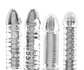 4PCS Threaded Male Condoms Transparent Fine Ring Extended Sleeve Adult