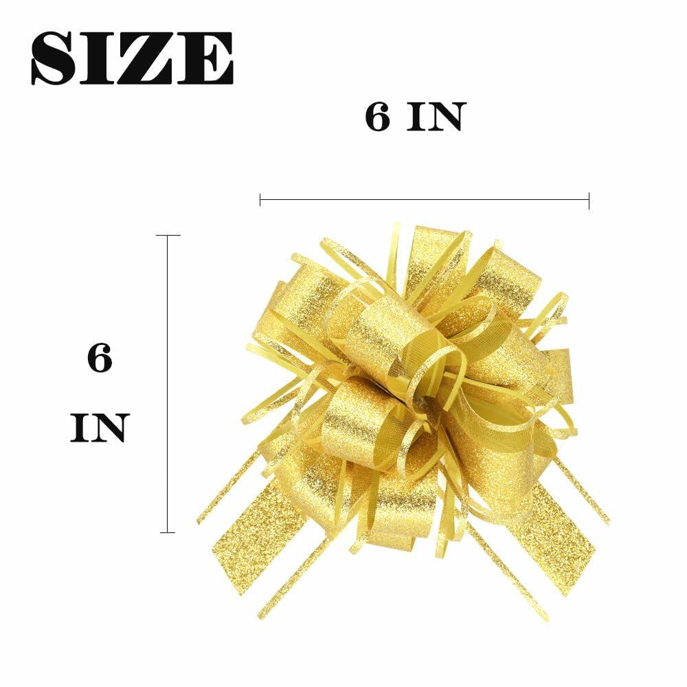 WEWILUCK Gift Bows 10PCS Gold Pull Bows Different Sizes For Birthday & Christmas