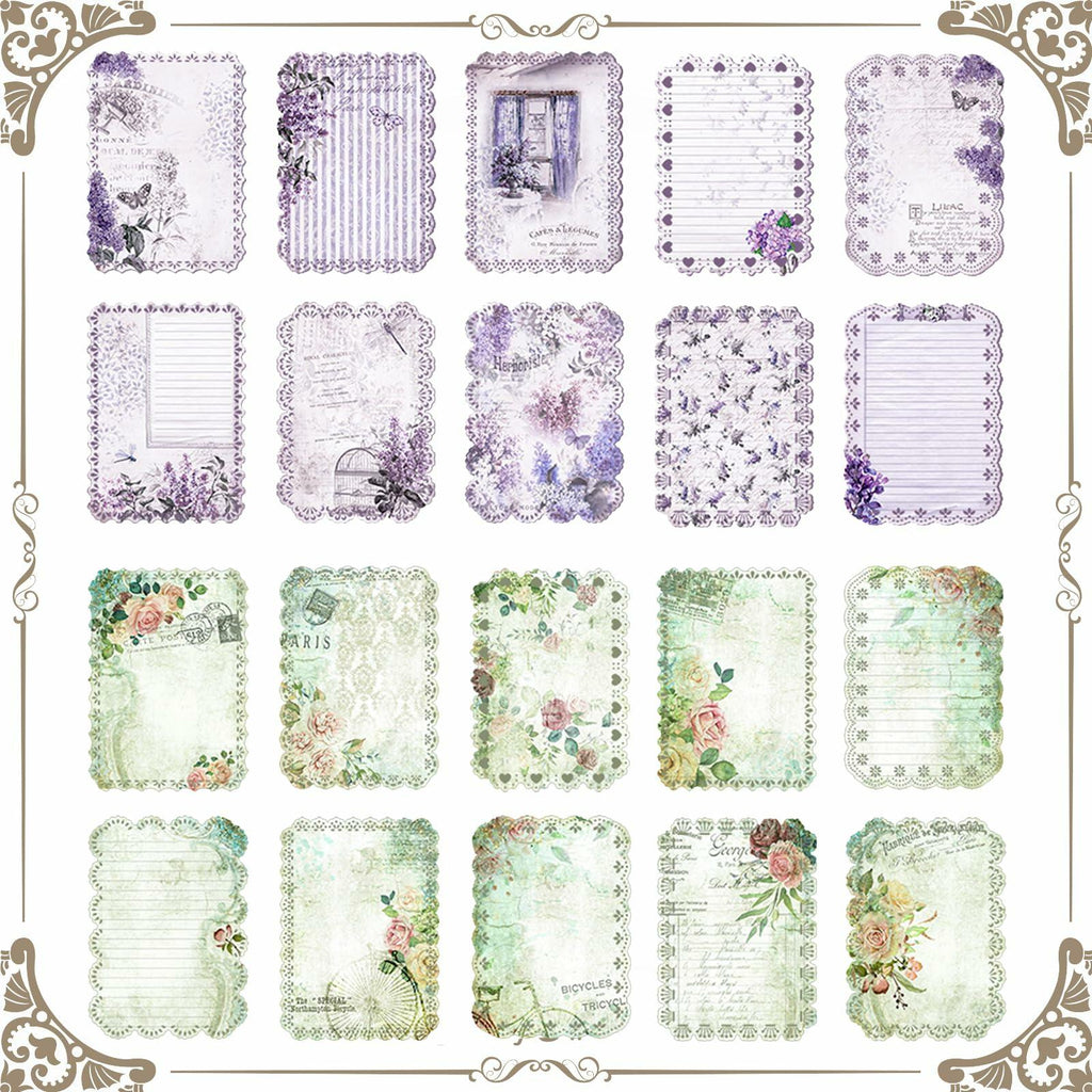 Naszonus Vintage Floral Scrapbook Paper Set 60 Sheets 4.2x6.7 Inch
