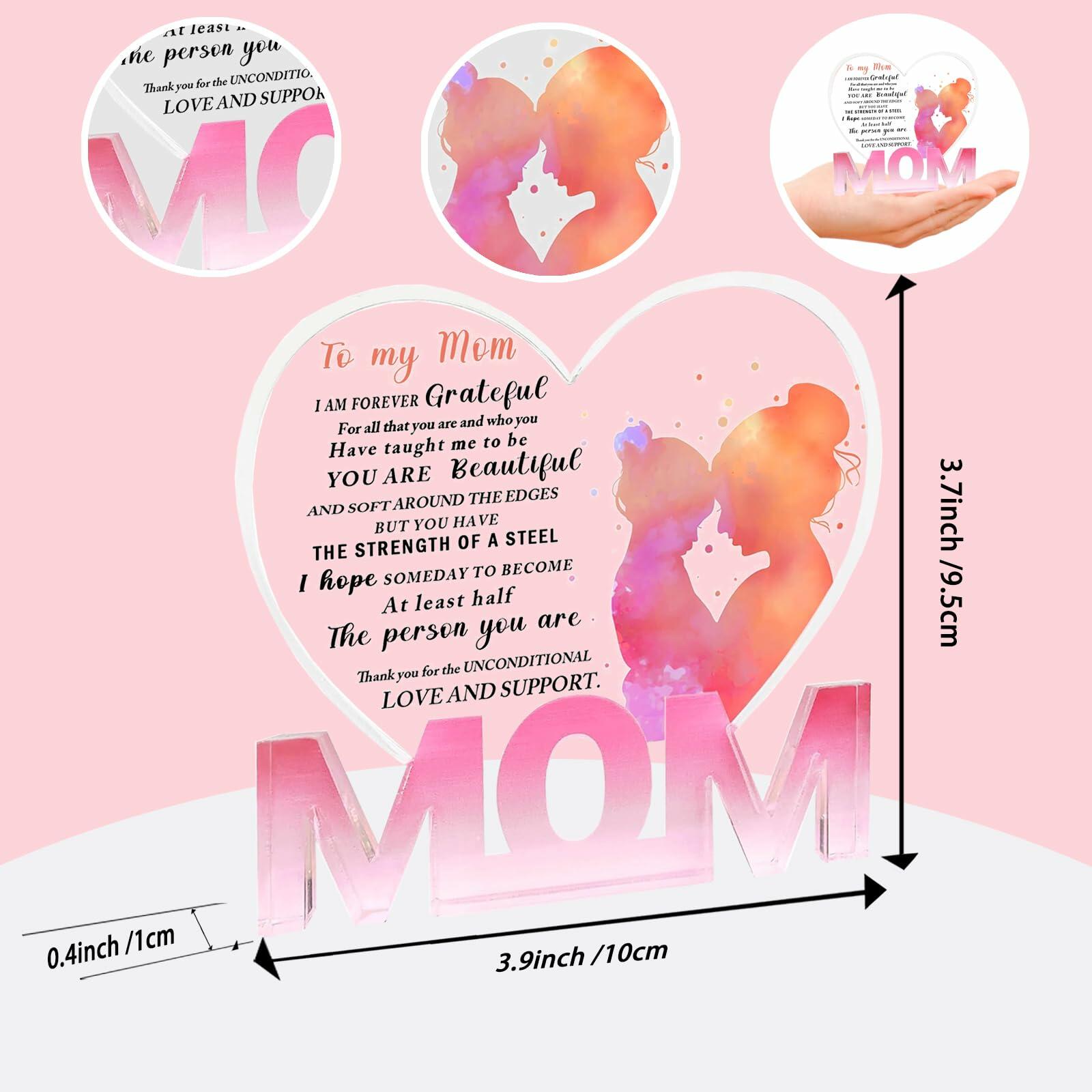 WUGUANSS Best Mom Ever Acrylic Plaque Pink Christmas Birthday Gift