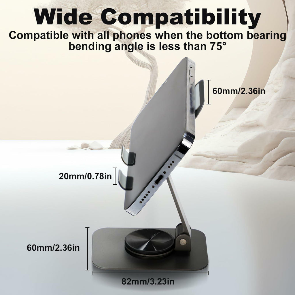 Joe zlvy Cell Phone Stand 360° Rotatable Adjustable Foldable Silvery