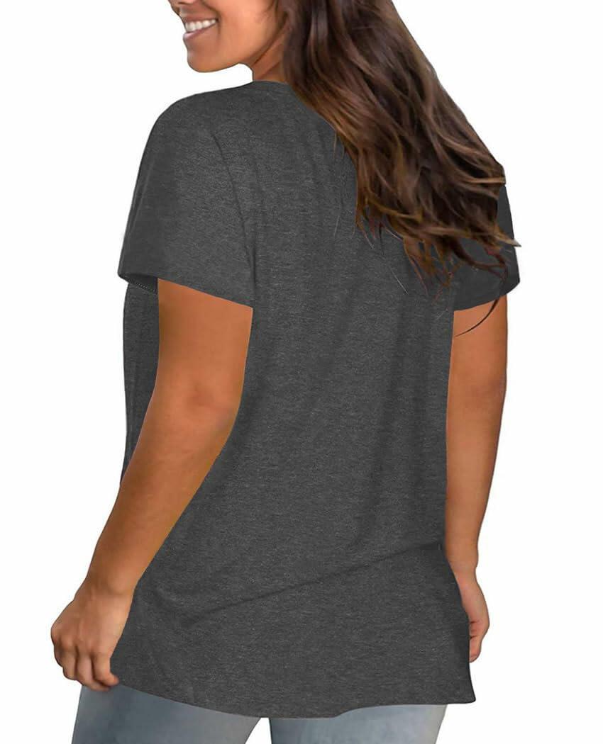 GeLivable Women Plus Size Floral Graphic O Neck Short Sleeve T Shirt