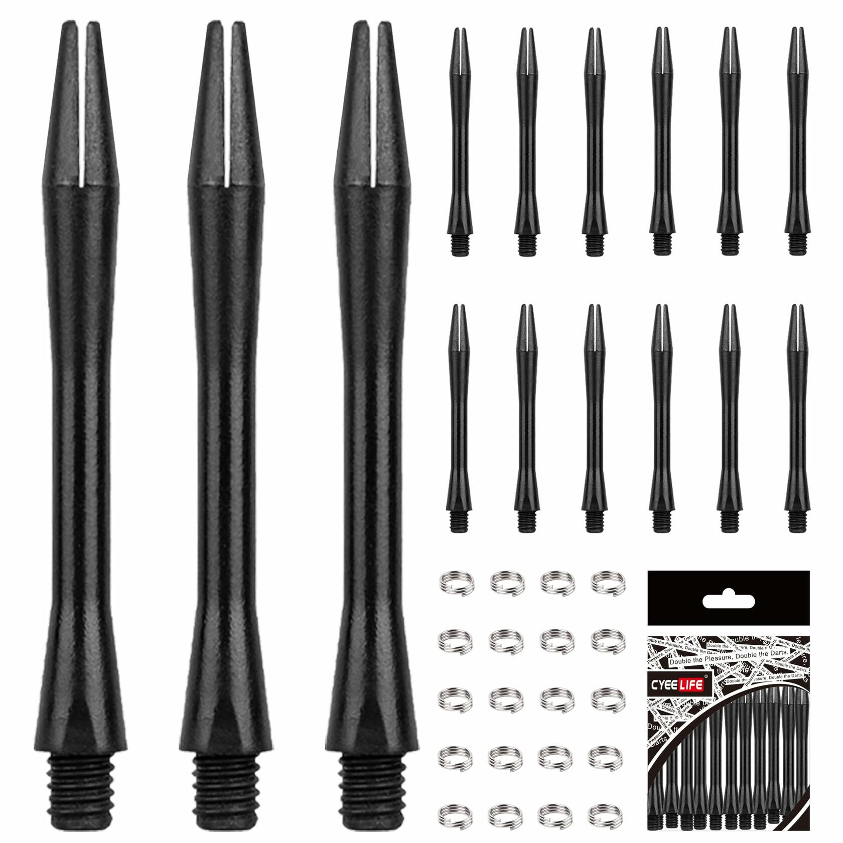 CyeeLife Dart Shafts 15 Pack with O Rings Dart Accessories Black