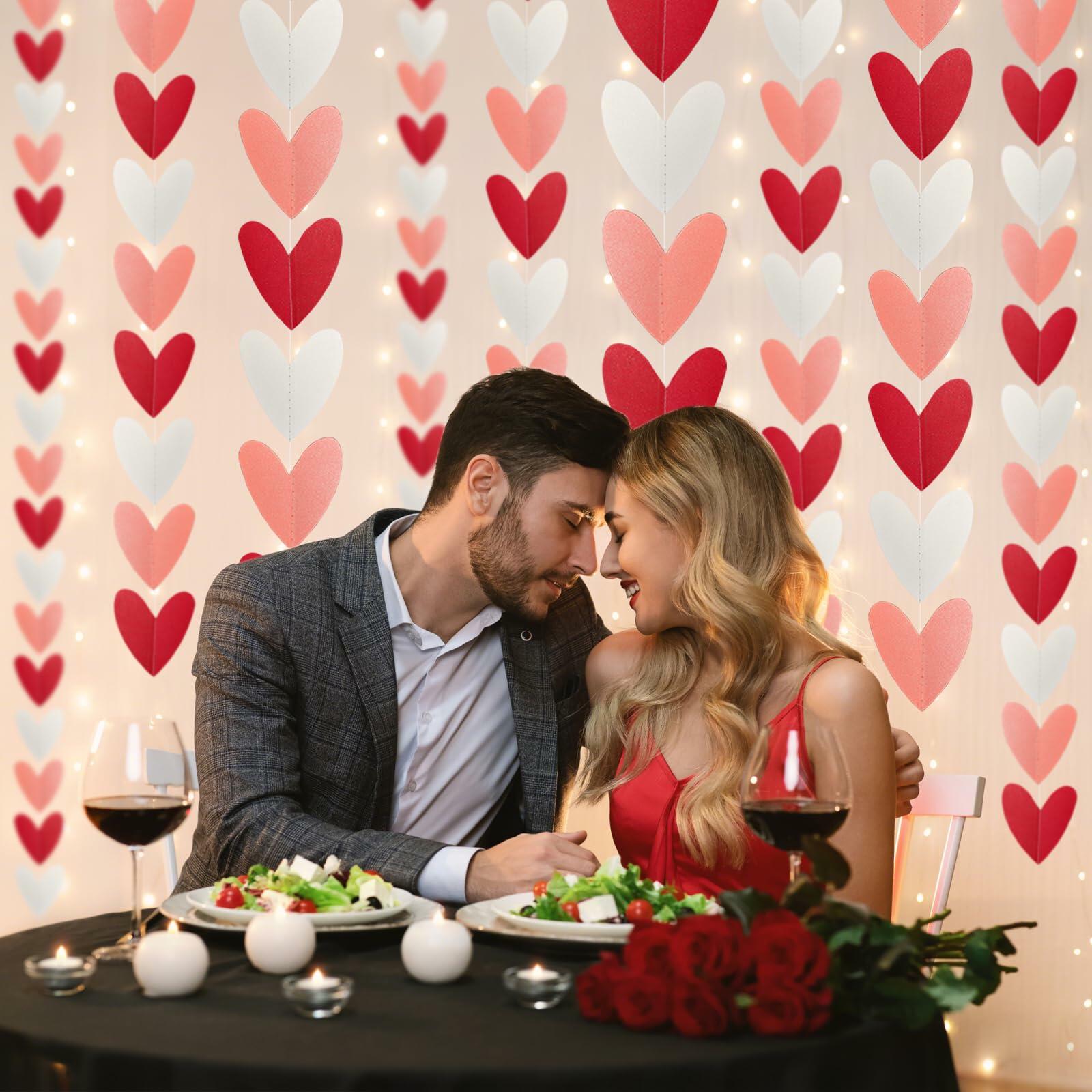Heliltd Heart Garland 39ft Pink Red White Paper Banner Party Decor
