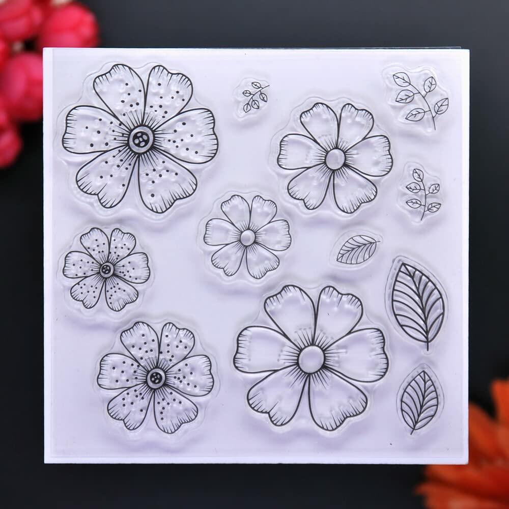 DDOUJOY Flowers Leaves Background Clear Silicone Stamps for Card Making