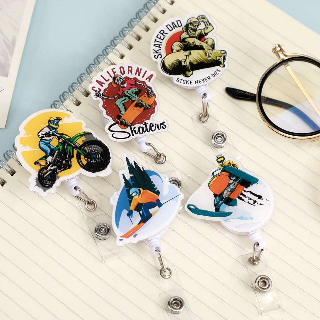 Ldcttcy 5 Pcs Retractable Badge Reel Name Tag ID Clip Holder Cute Animals