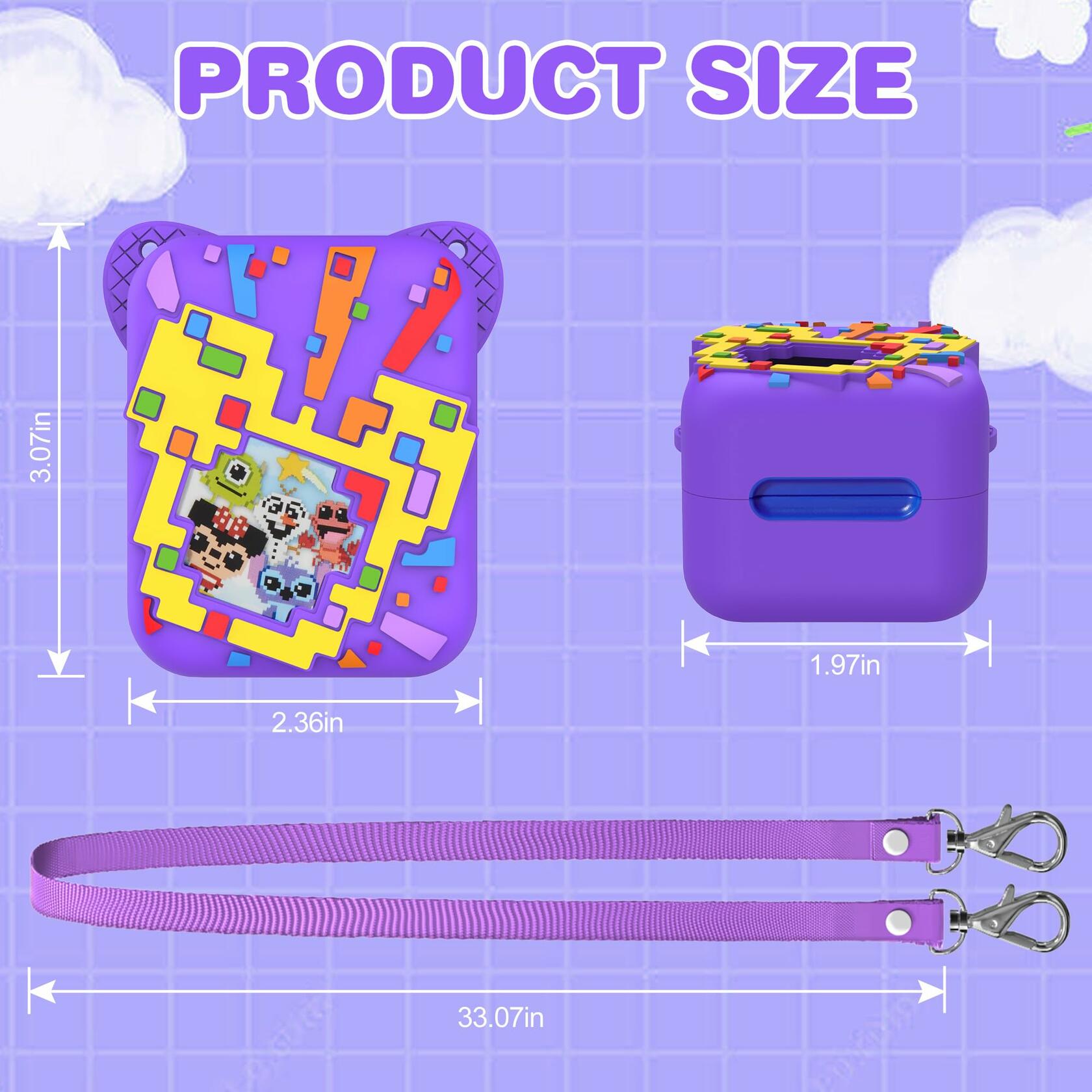 SKRVGOJFG Bitzee Disney Silicone Protective Case Purple with Lanyard