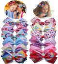 Eyegla Girls 5 Inch Grosgrain Ribbon Hair Bows Clips Pack of 12 Rainbow