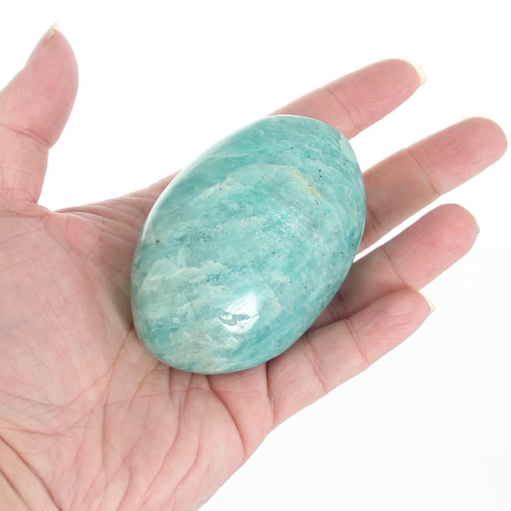 Orientrea Amazonite Palm Stone Smooth Pocket Healing Crystal 1 Pc