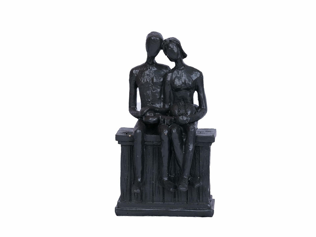 PUHOZN Iron Couple Statue - Cast Iron Couple Sculpture Wedding Modern Abstract